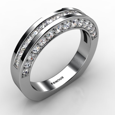 18k White Gold Wedding Band 0.881cts SKU: 0300745-18kw