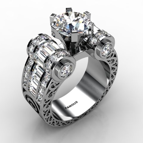18k White Gold Engagement Ring 2.56ct - 1002034-18kw